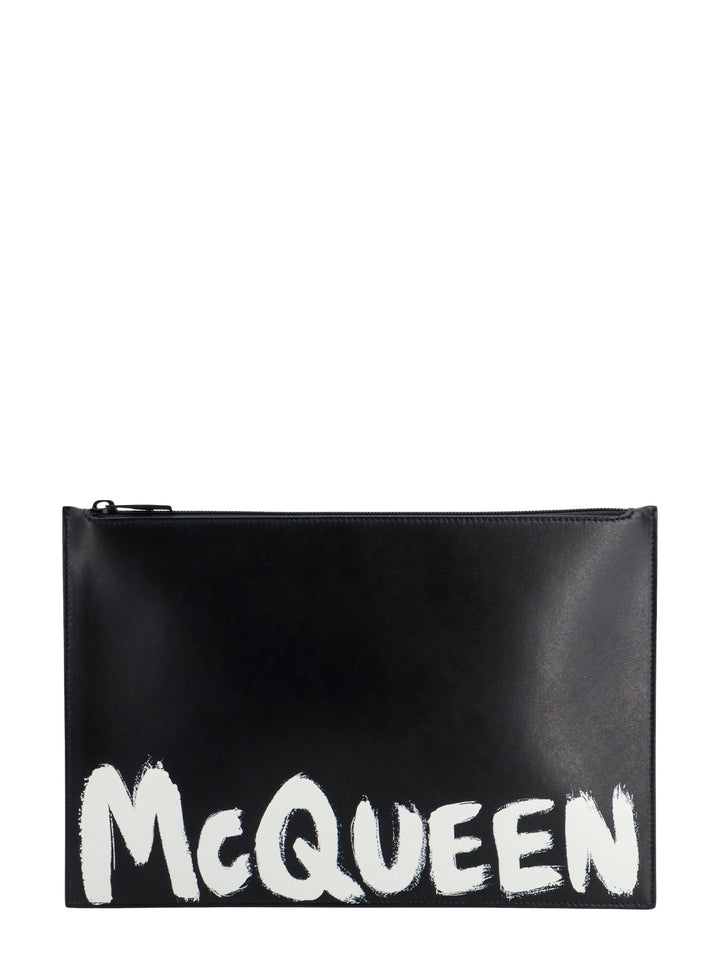 Clutch in pelle con logo McQueen Graffiti