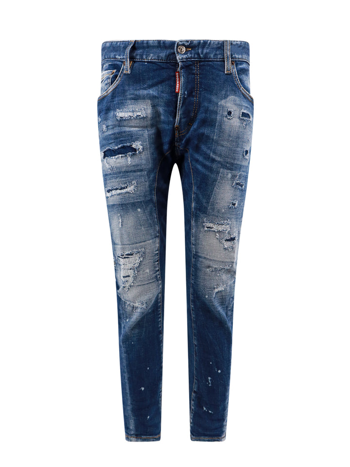 Jeans con effetto Destroyed e targhetta Logo multicolor