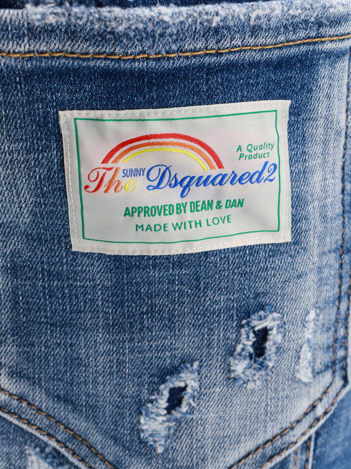 Jeans con effetto Destroyed e targhetta Logo multicolor