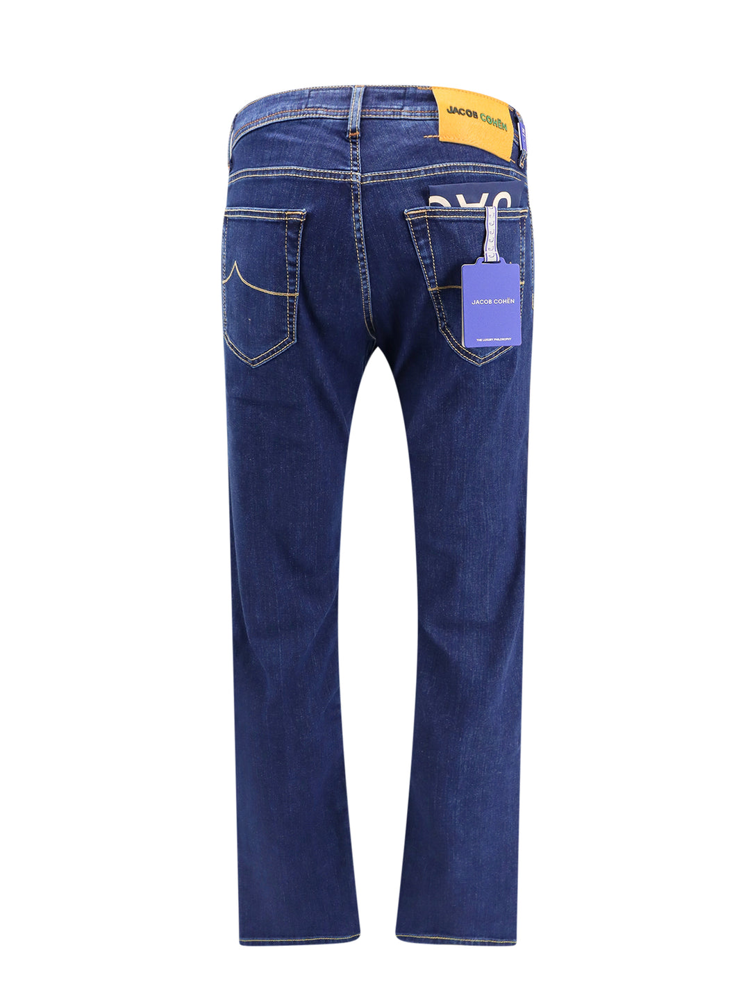 Jeans slim in cotone con patch logo posteriore