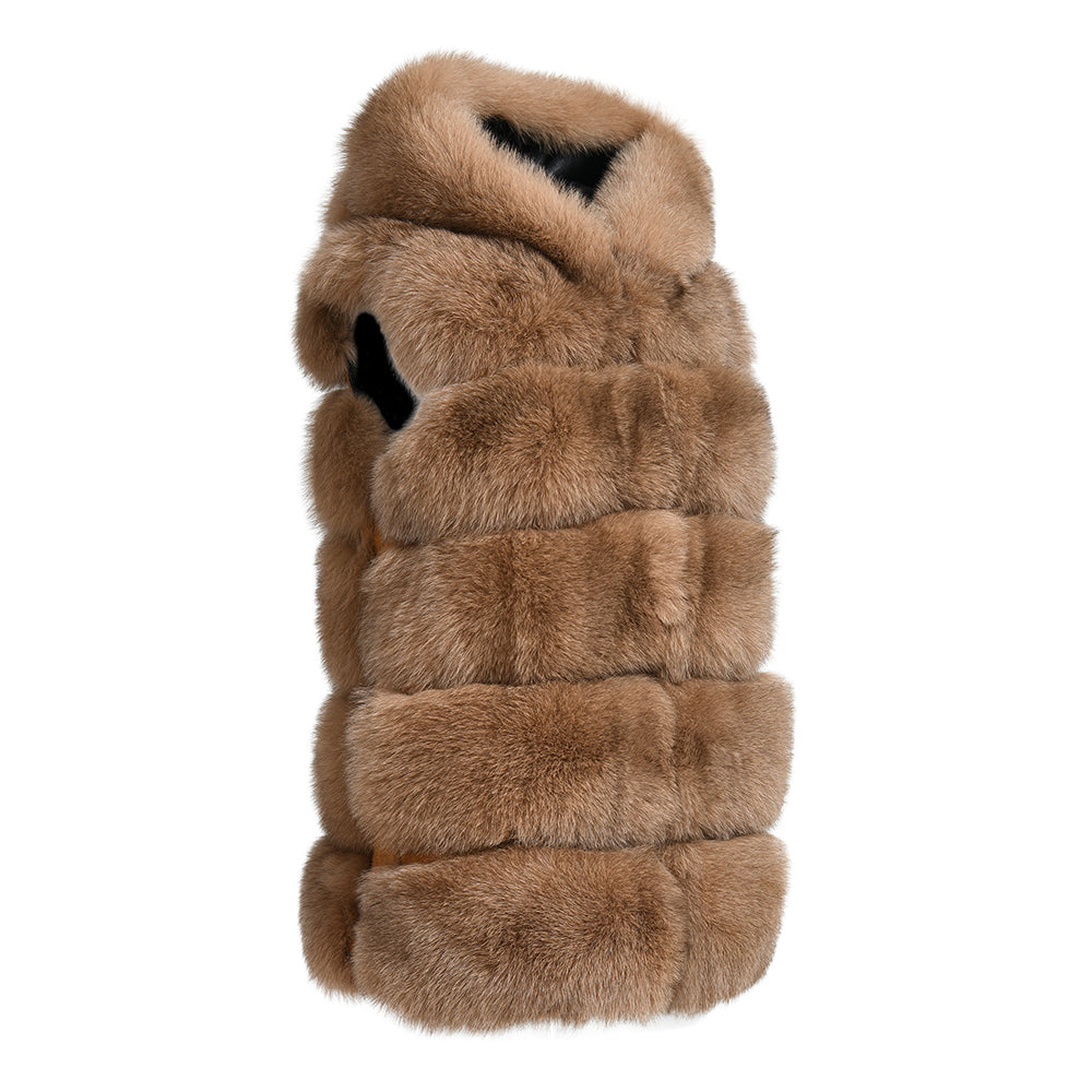 Gilet Calere Camel in Pelliccia di Volpe