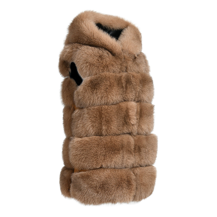 Gilet Calere Camel in Pelliccia di Volpe