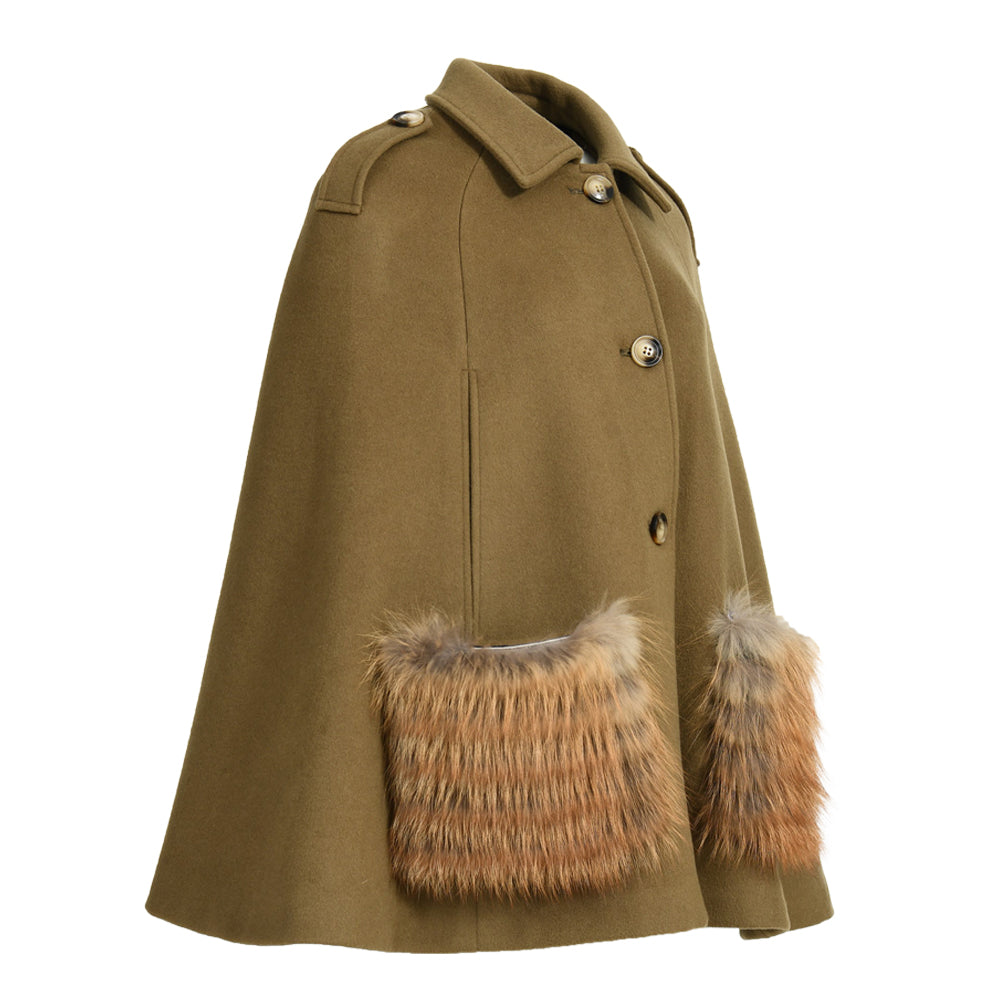 Giacca Poncho Blair in Misto Cachemire Marrone