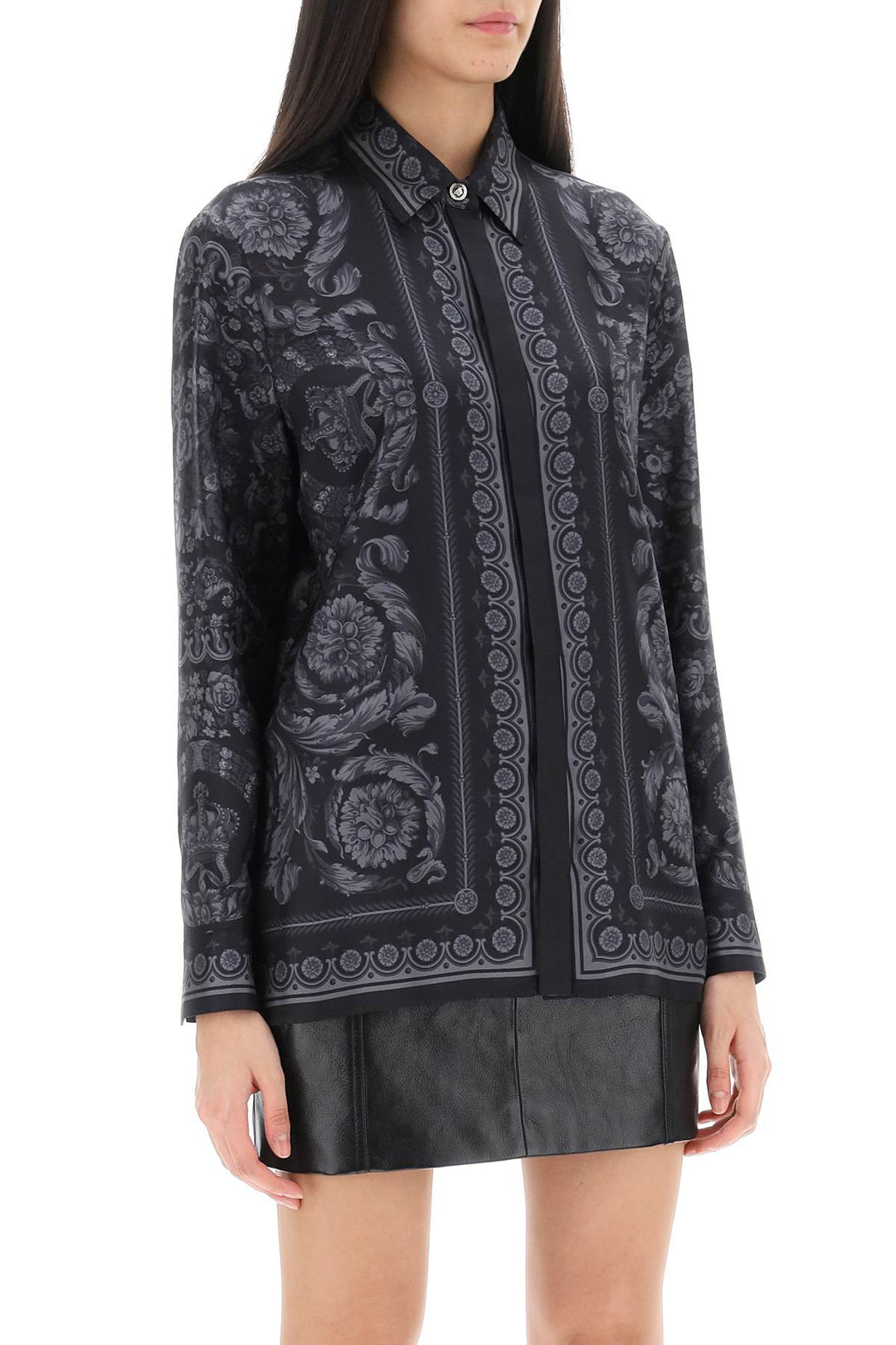 Camicia Barocco In Twill Di Seta - Versace - Donna