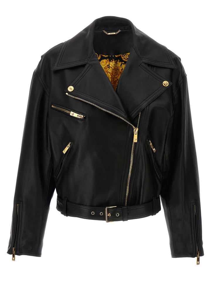 Biker Leather Jacket Giacche Nero