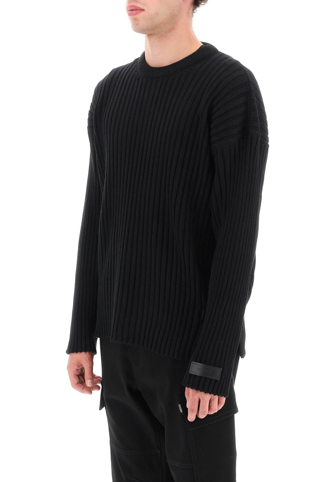 Pullover A Costine Con Cinturini In Pelle - Versace - Uomo
