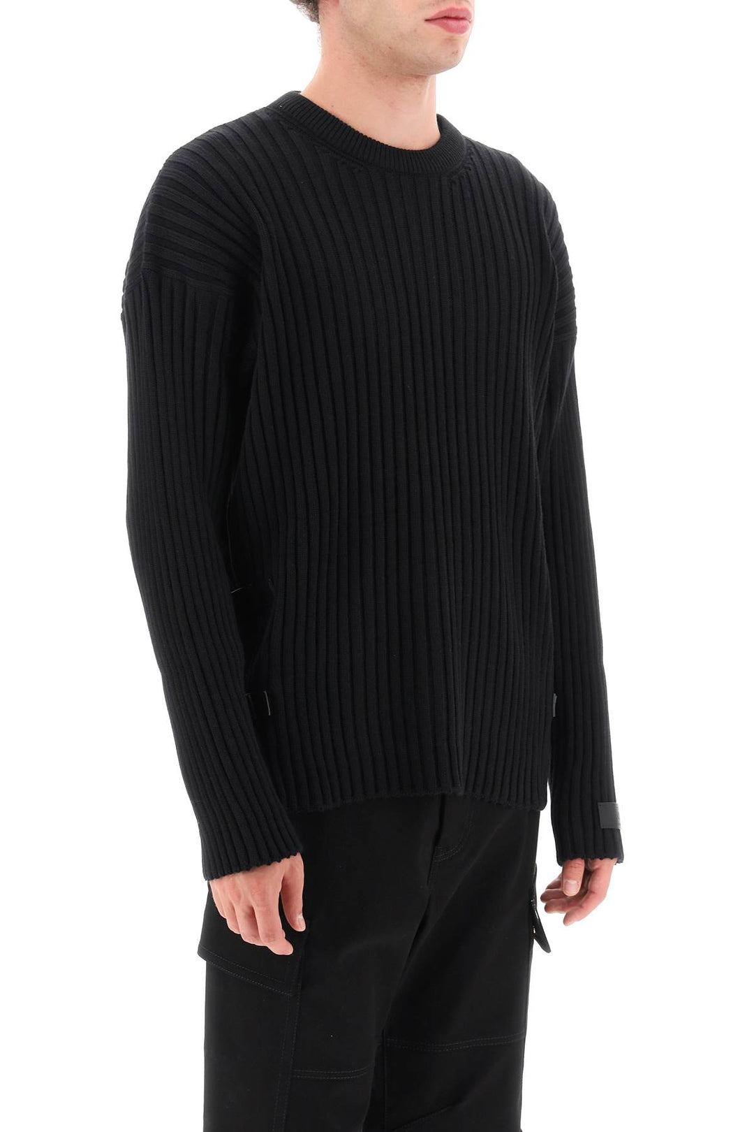 Pullover A Costine Con Cinturini In Pelle - Versace - Uomo