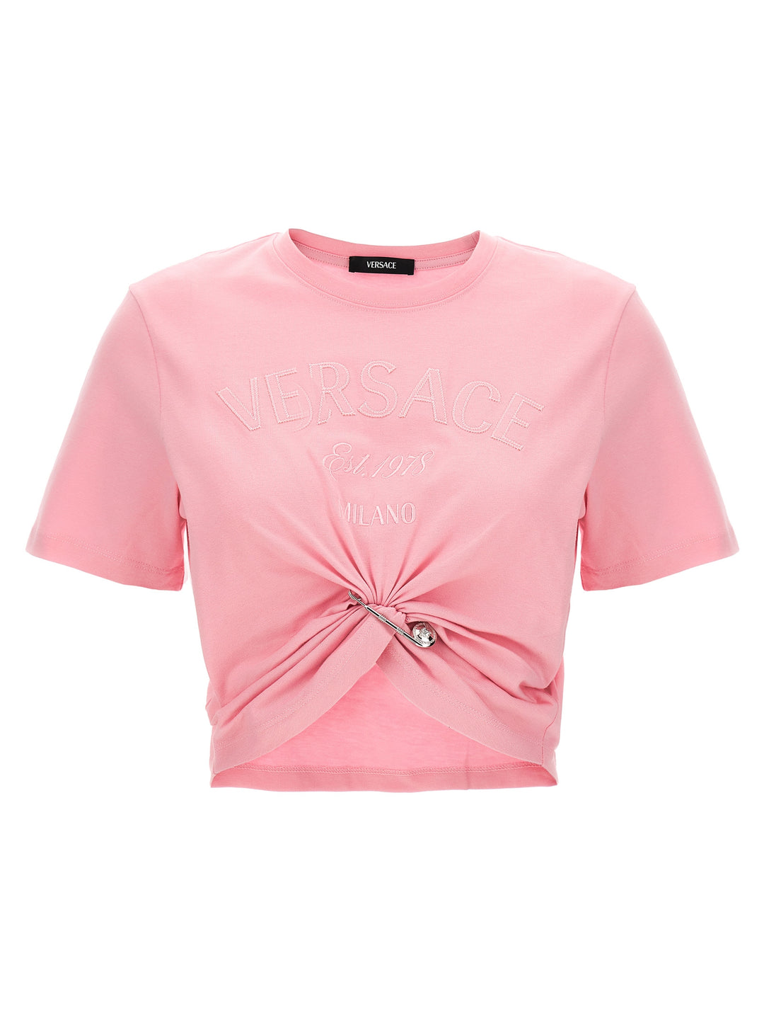 Bropped  With Embroidered Logo Pin T Shirt Rosa