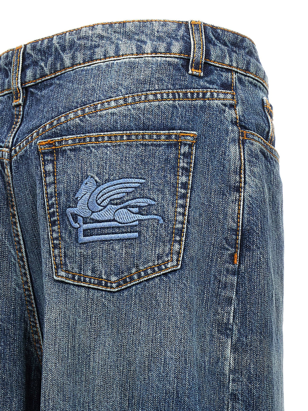 Logo Embroidery Jeans Blu