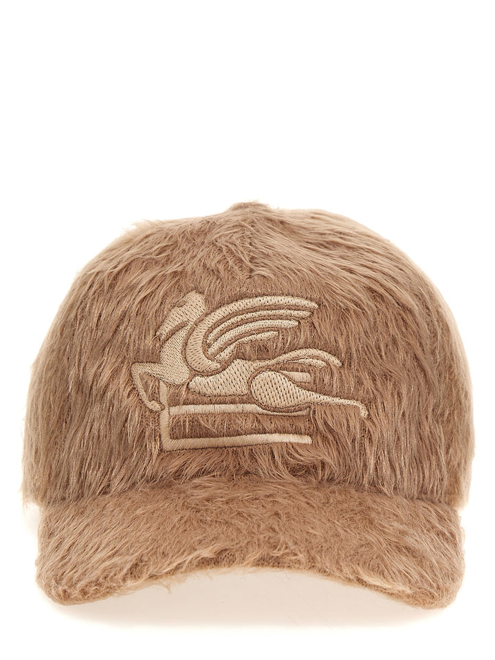 Logo Embroidery Fur Cap Cappelli Beige