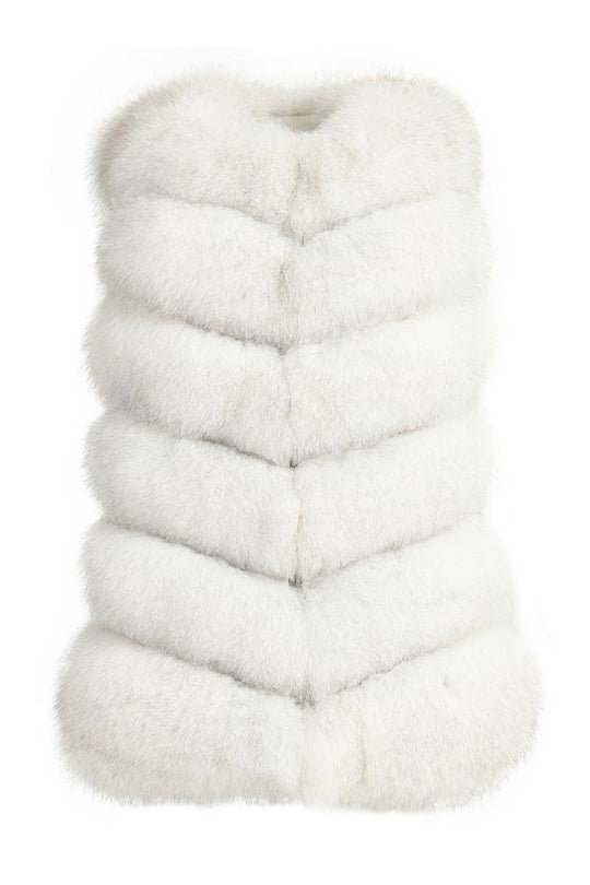 Gilet Roxanne Bianco in Pelliccia di Volpe