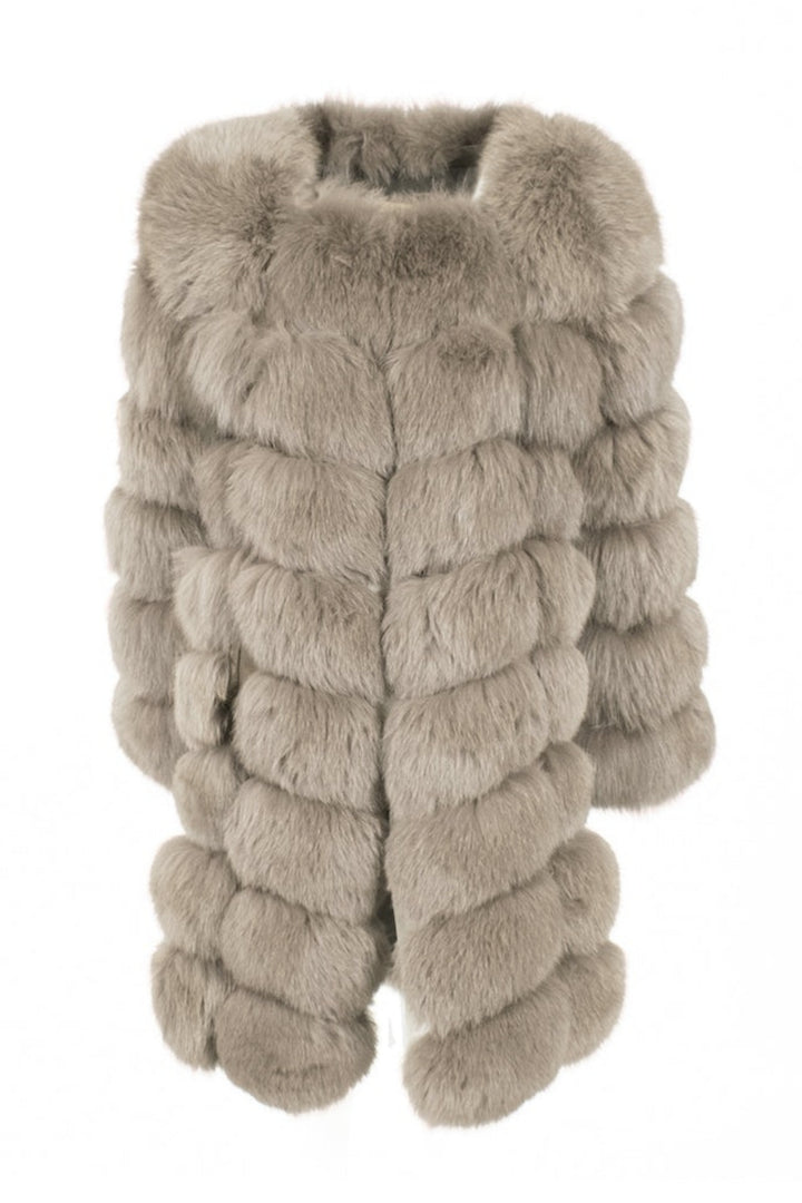 Giacca Extra Kaki in Pelliccia di Volpe