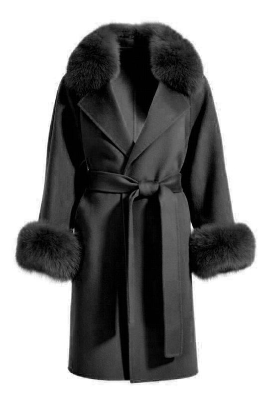 Cappotto Chiara Nero in Misto Cachemire