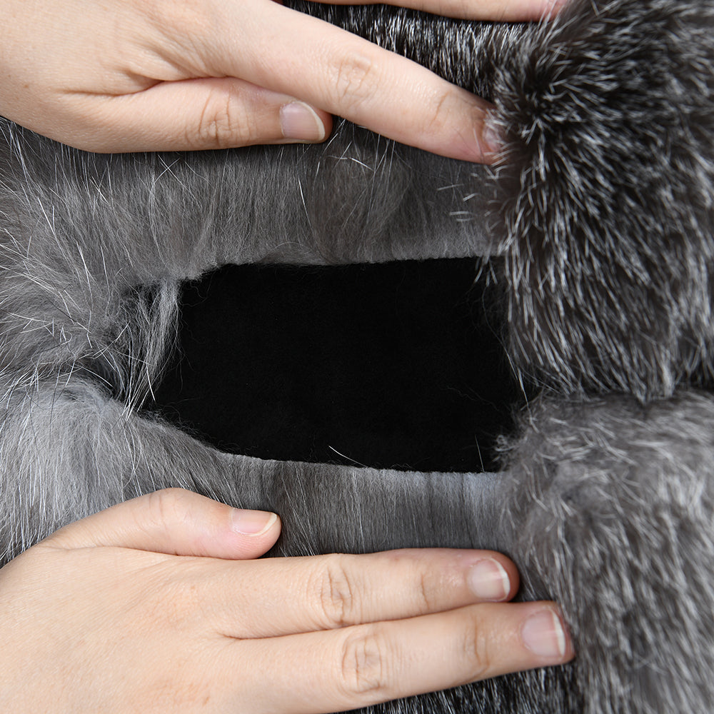 Giacca Rouge Grigia Naturale in Pelliccia di Volpe