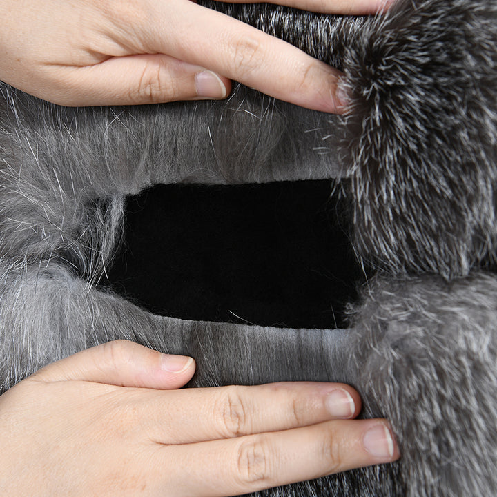 Giacca Rouge Grigia Naturale in Pelliccia di Volpe