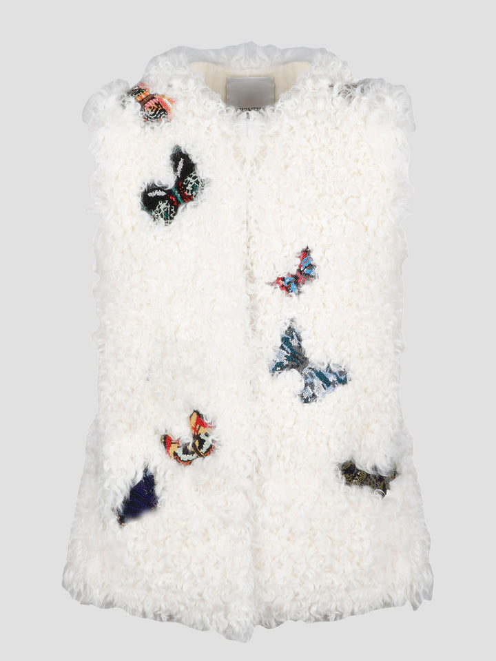 Butterflies patch fur vest