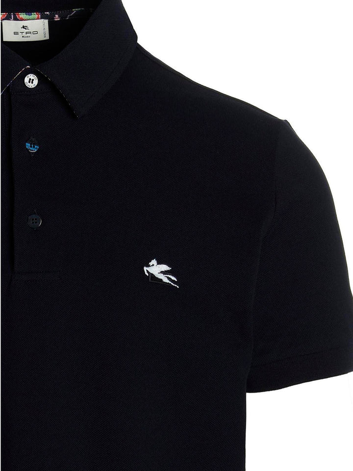 Embroidered Logo  Shirt Polo Blu