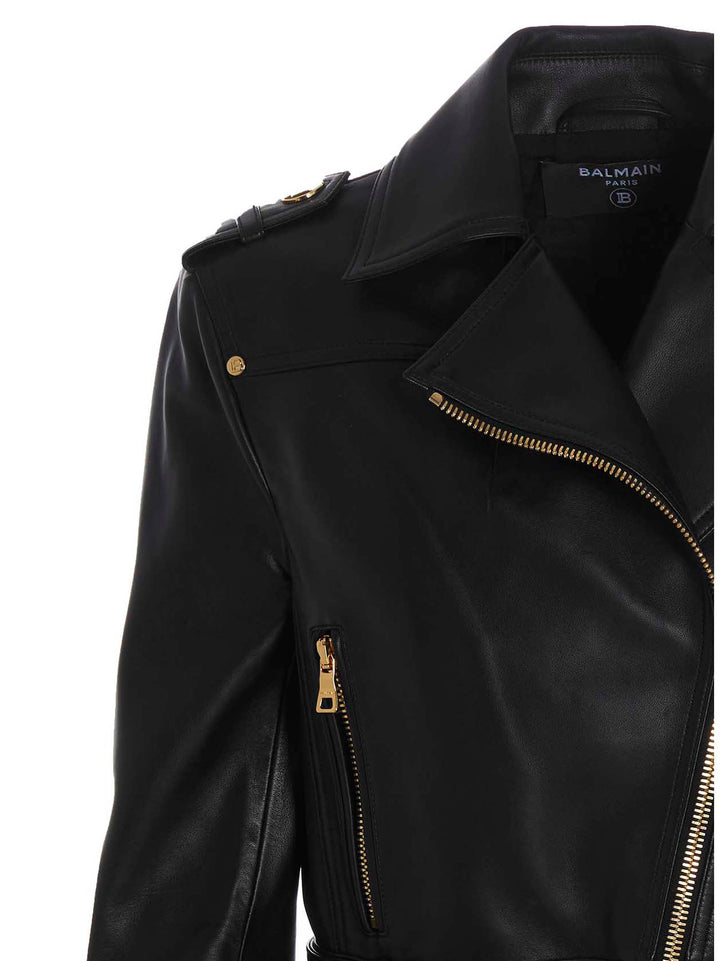 Leather Cropped Jacket Giacche Nero