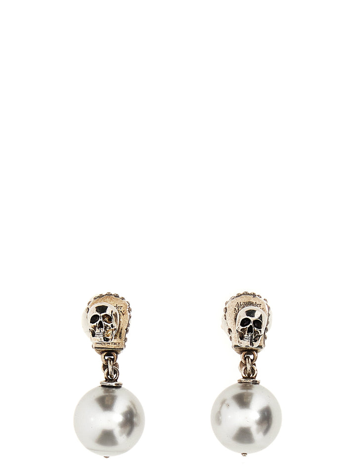 Pearl Skull Earrings Gioielli Silver