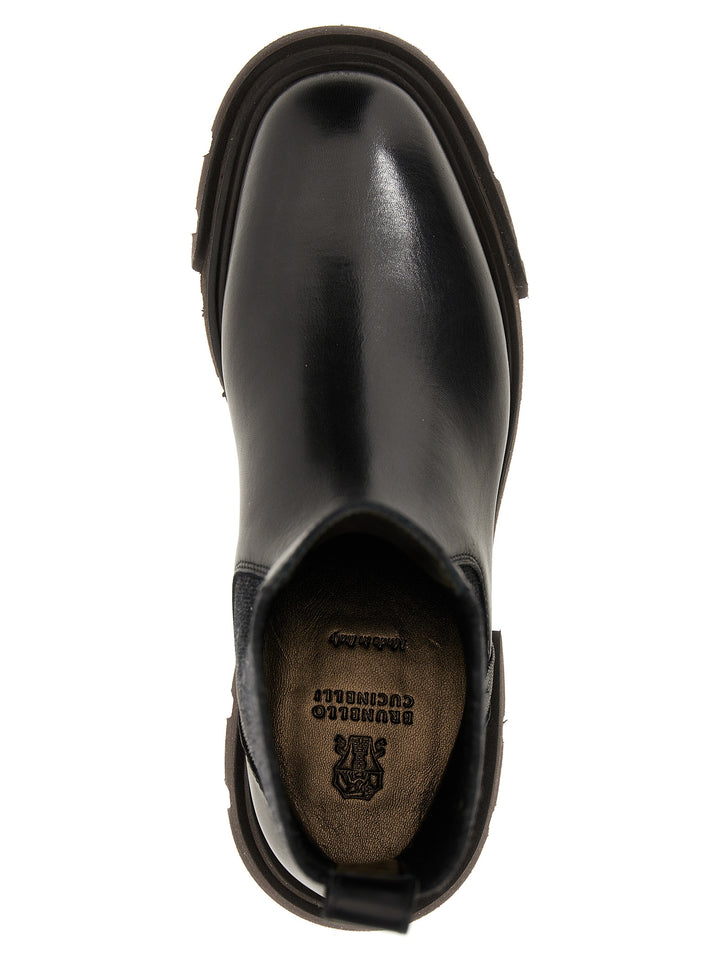 Monile Leather Ankle Boots Stivali E Stivaletti Nero