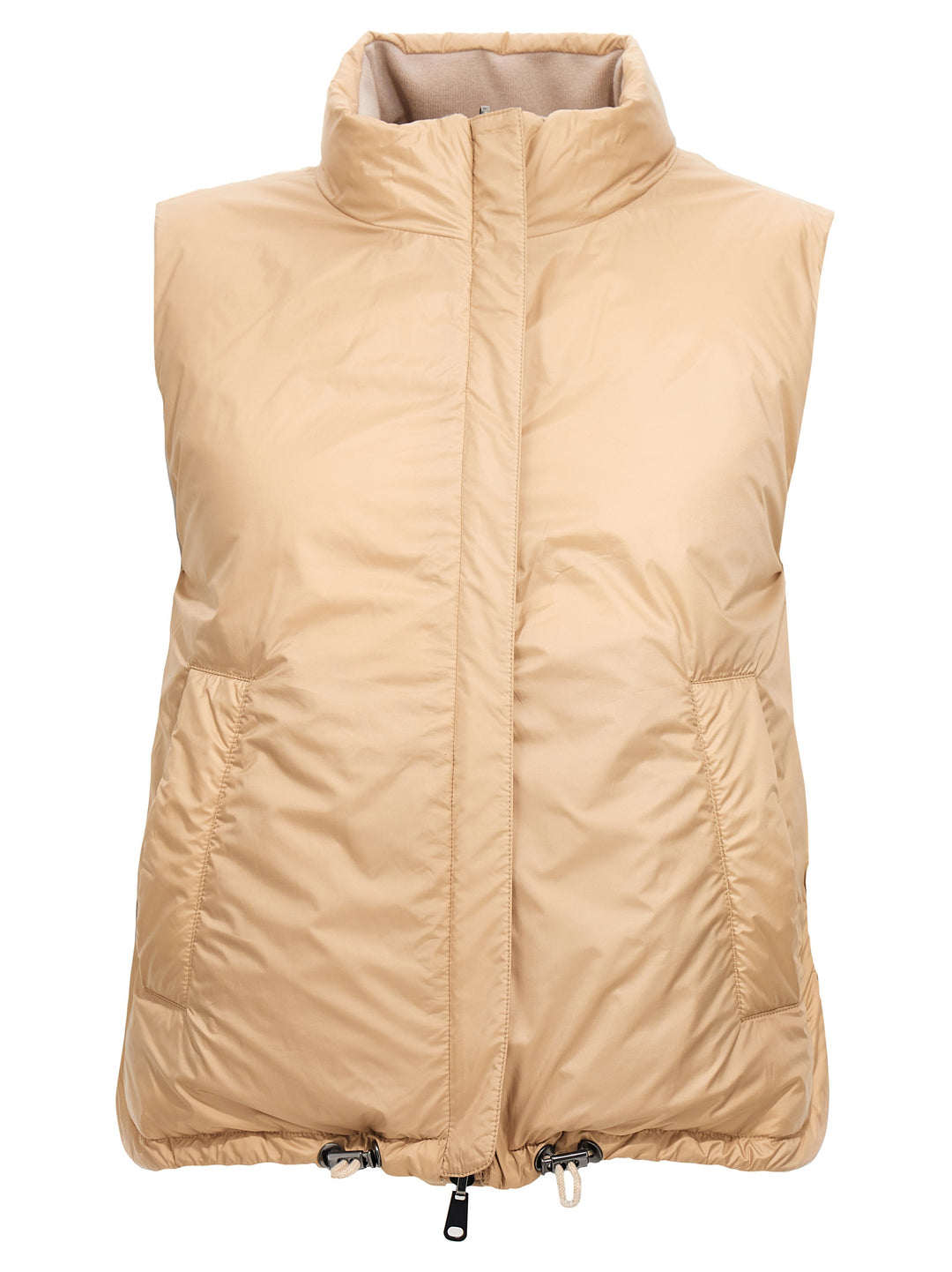Nylon And Cashmere Reversible Vest Gilet Beige