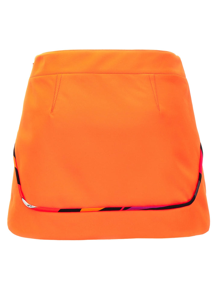 Contrasting Piping Neon Skirt Gonne Arancione