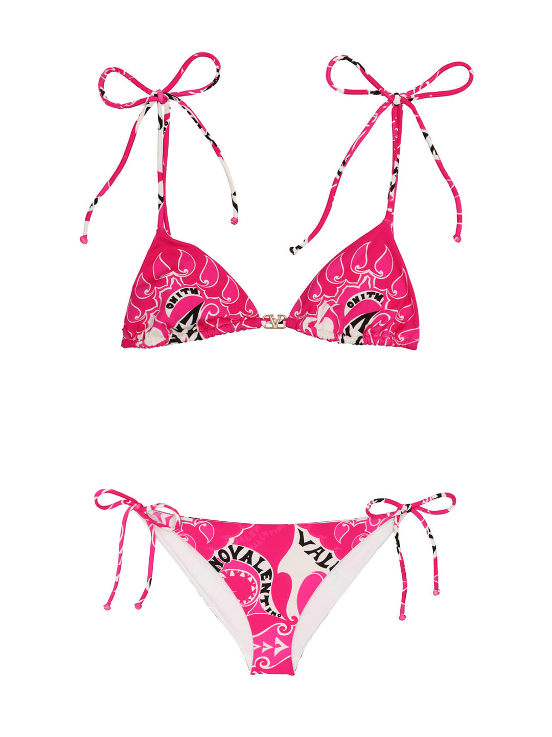 Valentino Logo Bikini Set Beachwear Fucsia