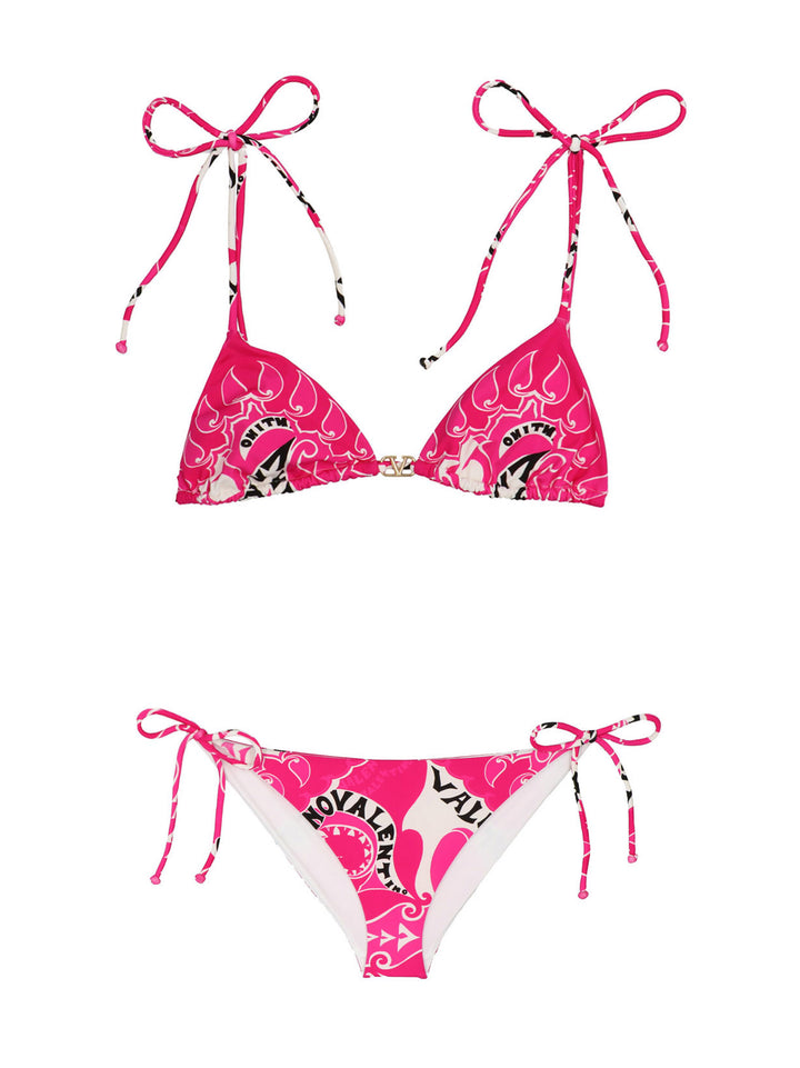 Valentino Logo Bikini Set Beachwear Fucsia