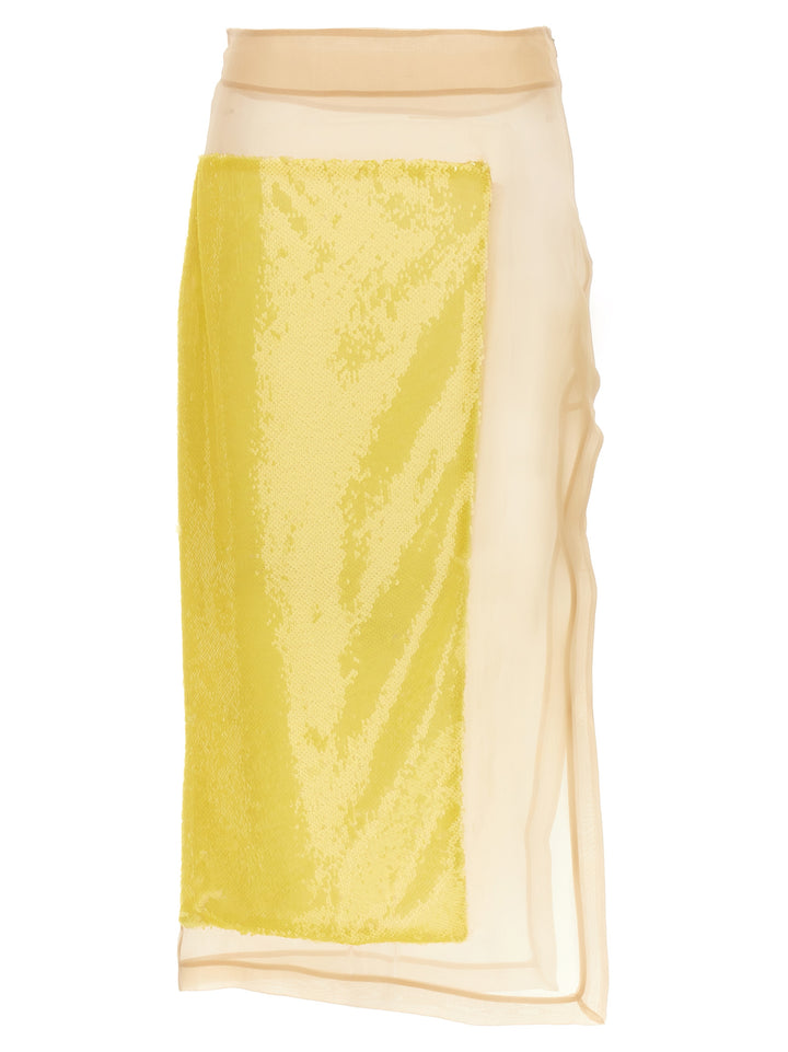 Sequin Long Skirt Gonne Giallo