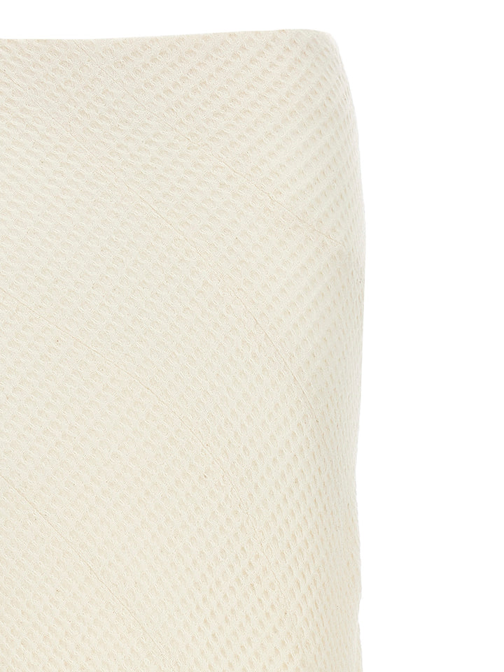 Waffle Weave Textured Long Skirt Gonne Bianco