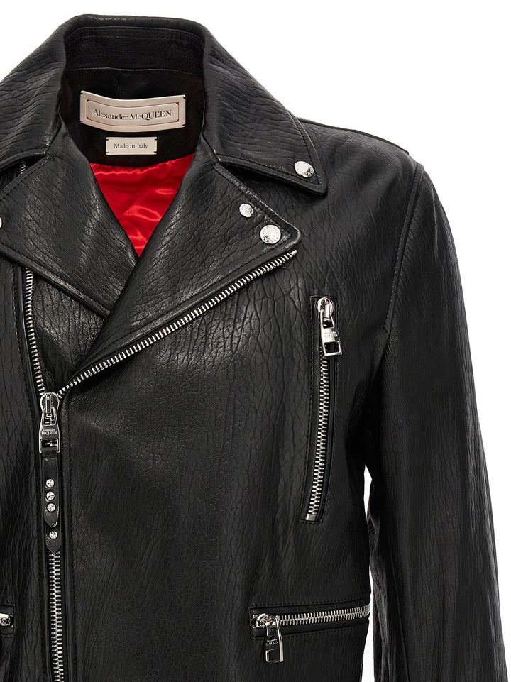 Texture Leather Jacket Giacche Nero