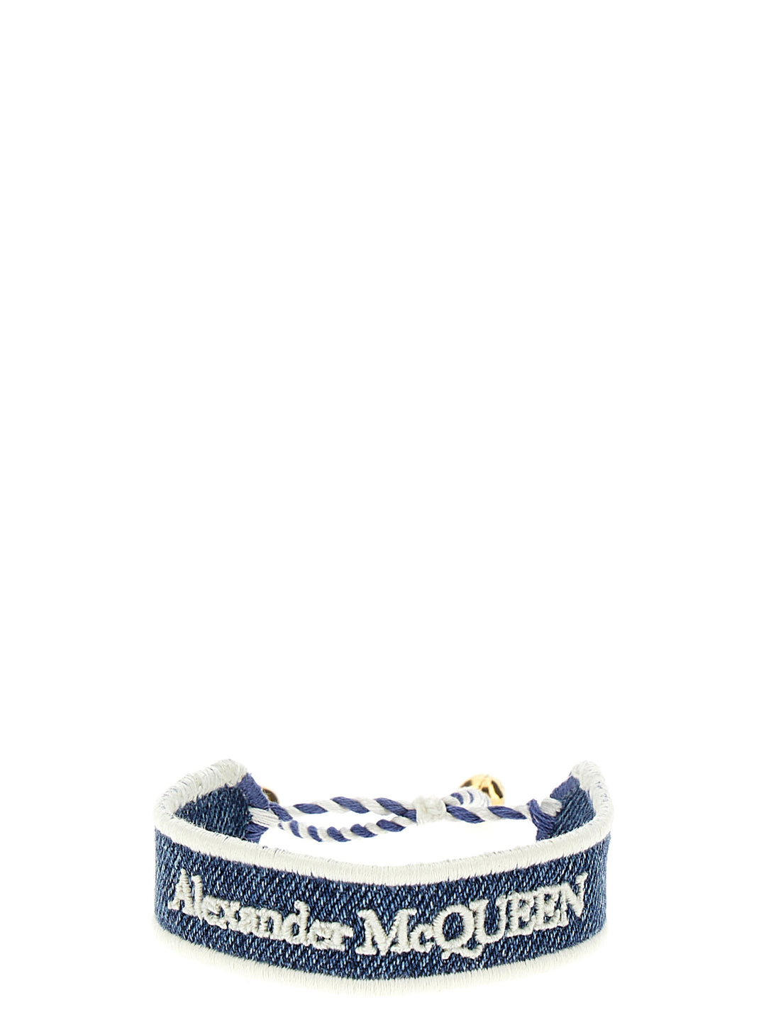 Logo Embroidery Denim Bracelet Gioielli Blu