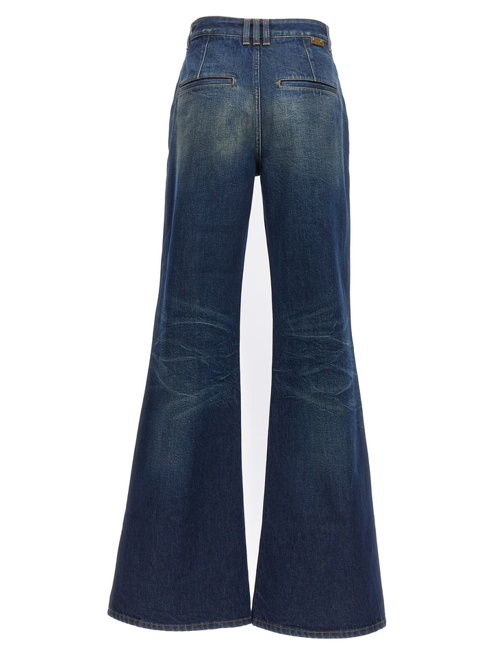 Flared Denim Jeans Blu