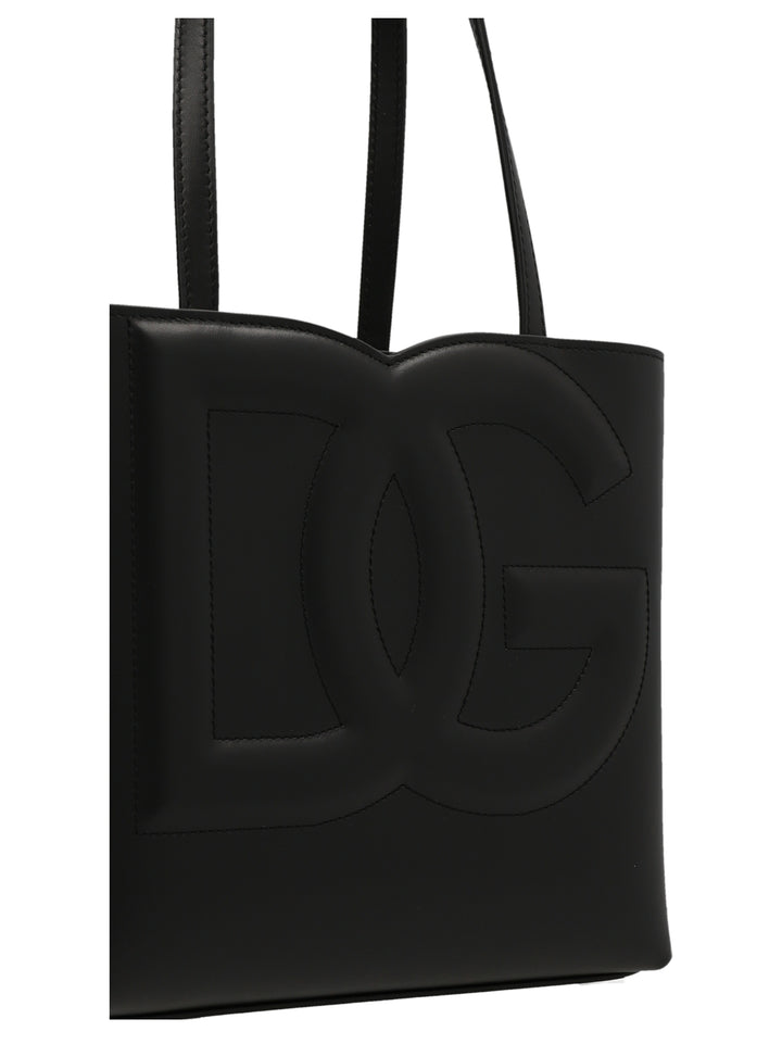 Small Logo Shopping Bag Tote Nero
