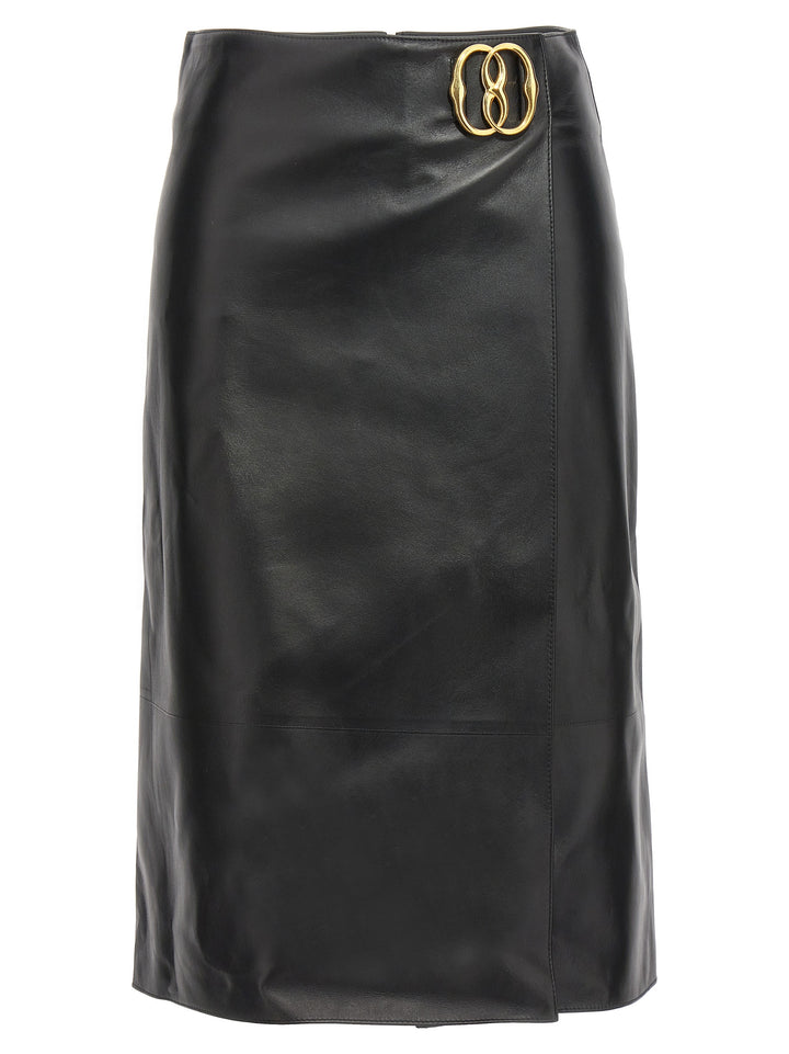 Logo Leather Skirt Gonne Nero