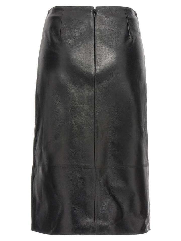 Logo Leather Skirt Gonne Nero