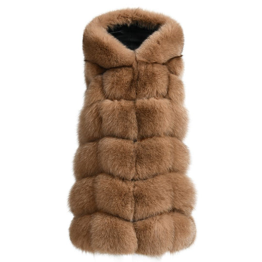 Gilet Poppy Camel in Pelliccia di Volpe