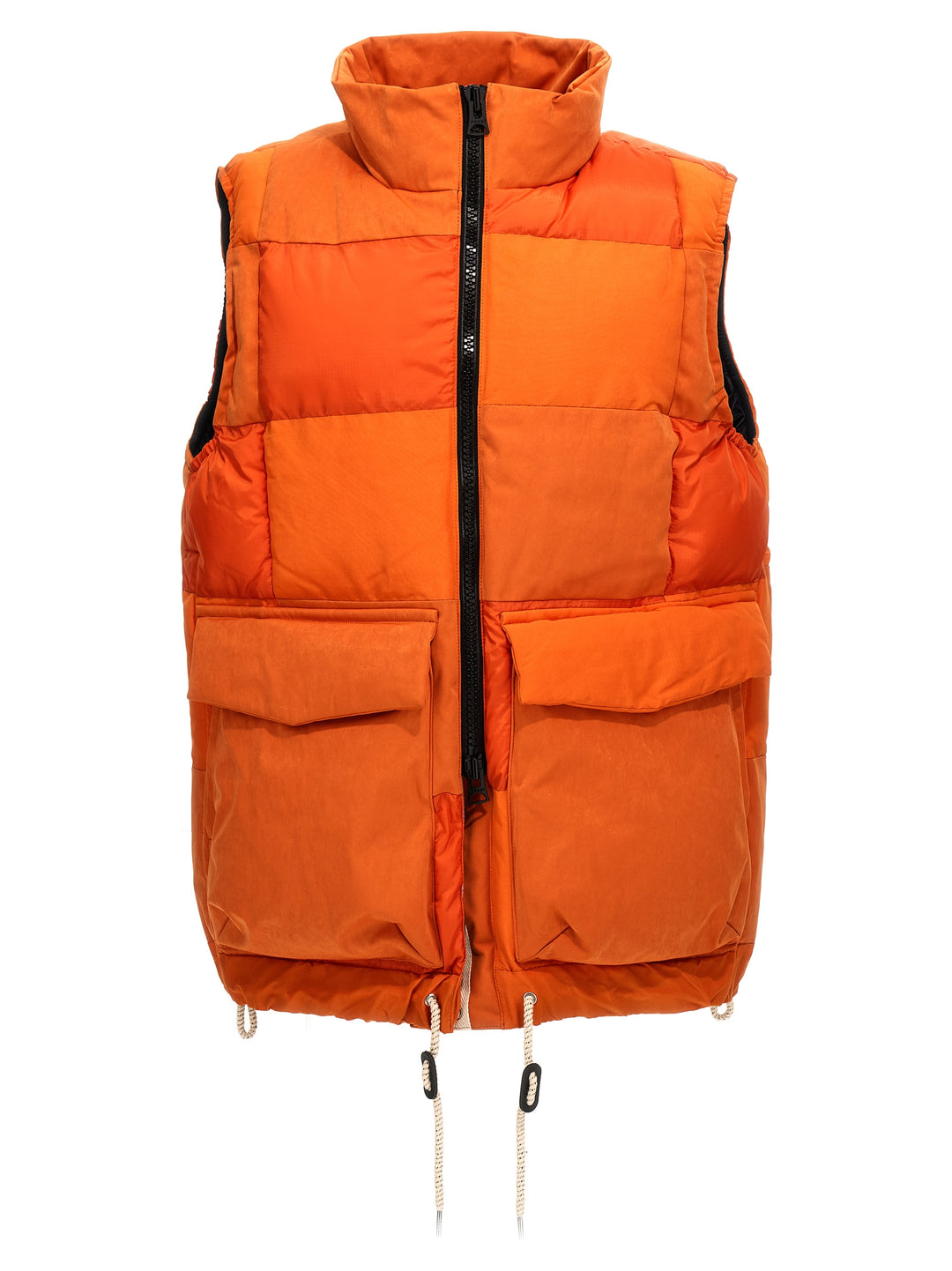 Patchwork Fabric Vest Gilet Arancione