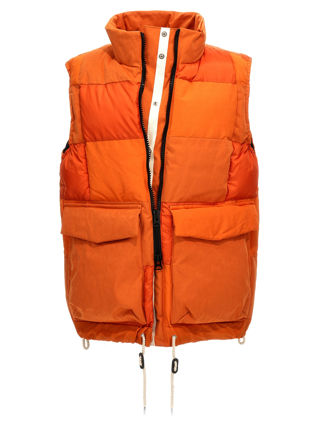 Patchwork Fabric Vest Gilet Arancione