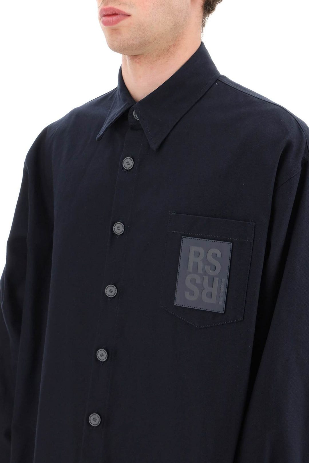 Camicia Oversize Con Patch Logo - Raf Simons - Uomo