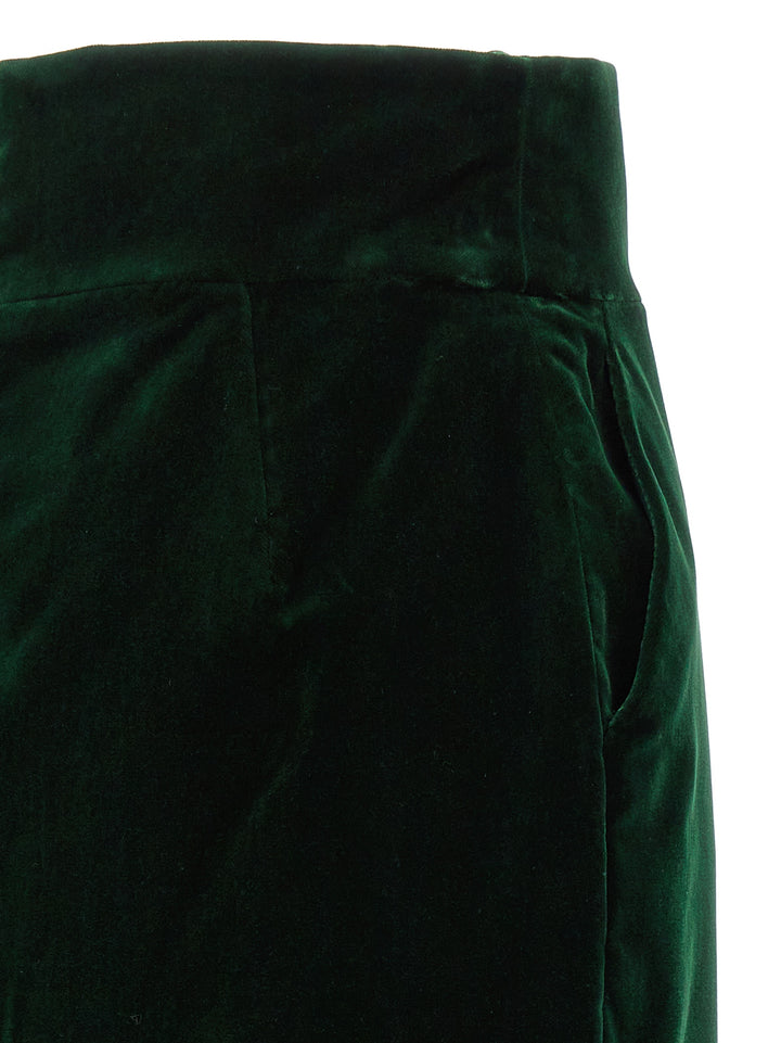 Velvet Midi Skirt Gonne Verde