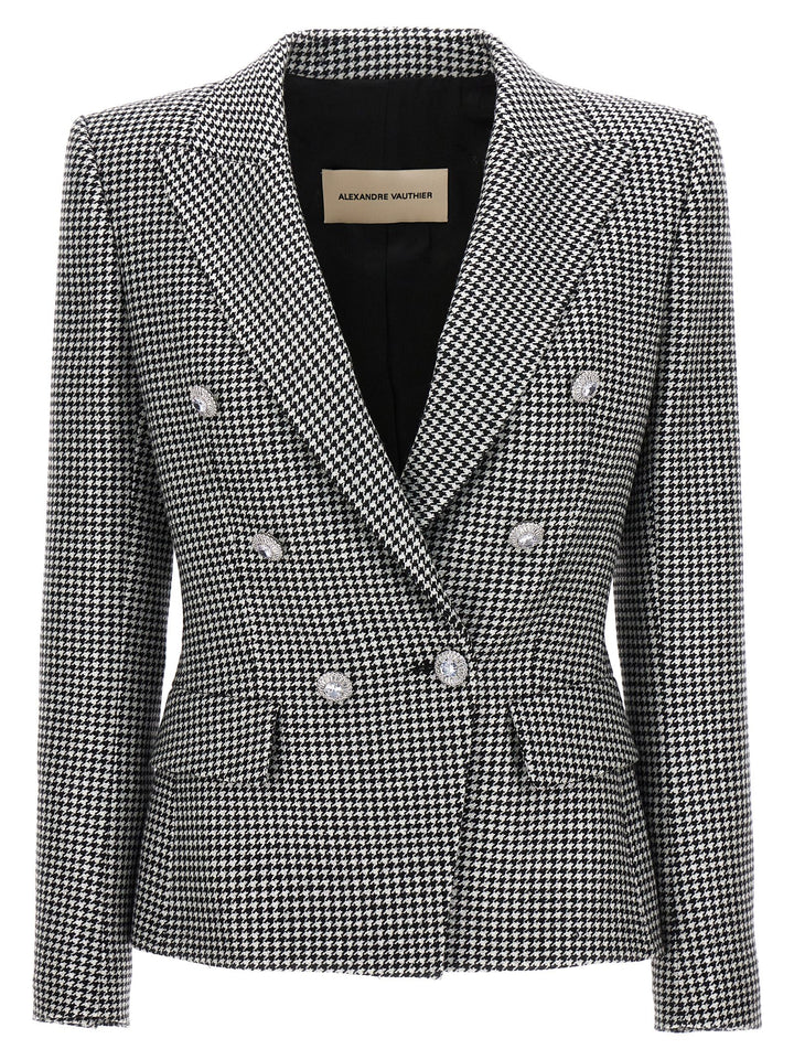 Double-Breasted Houndstooth Blazer Giacche Multicolor