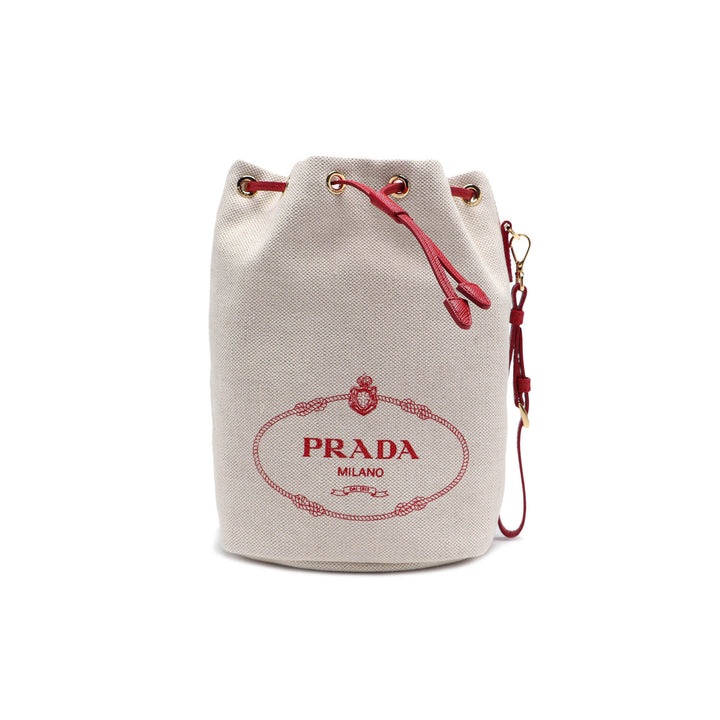 Borsa a secchiello rosso logo frontale-Prada-Wanan Luxury