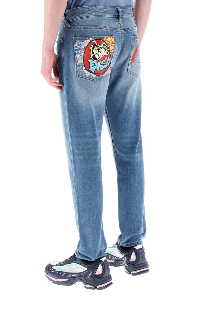 Jeans Slim Con Stampe Sul Retro - Evisu - Uomo