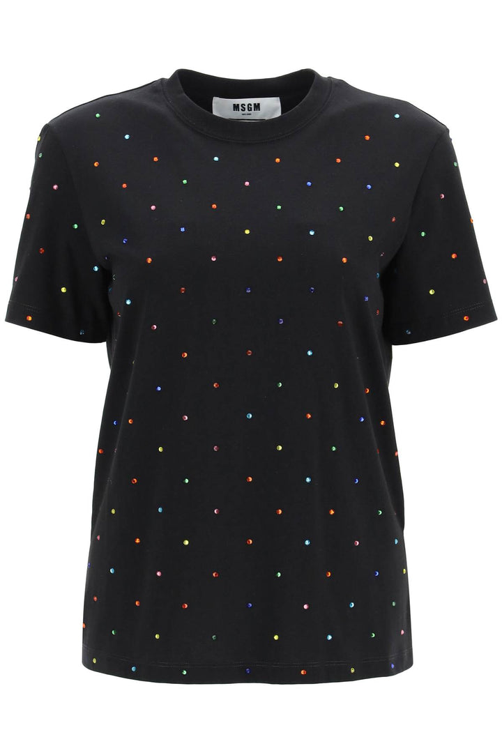 T Shirt Con Strass Multicolor - MSGM - Donna