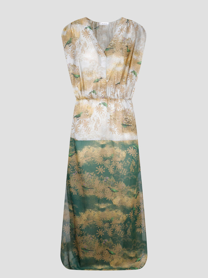 Cotton silk print dress