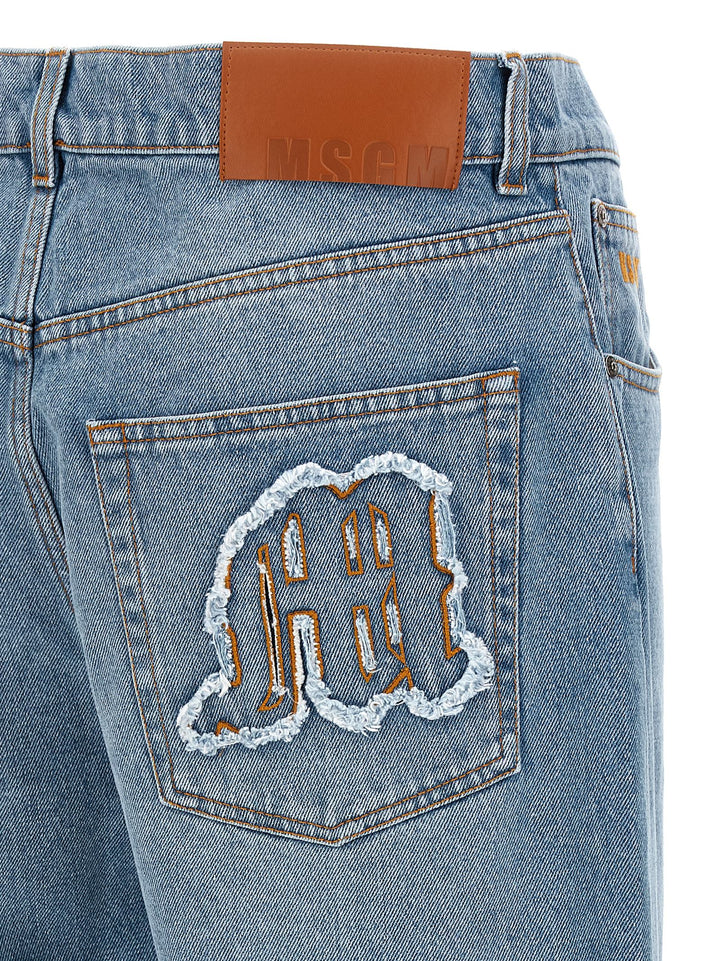 Logo Embroidery Jeans Celeste