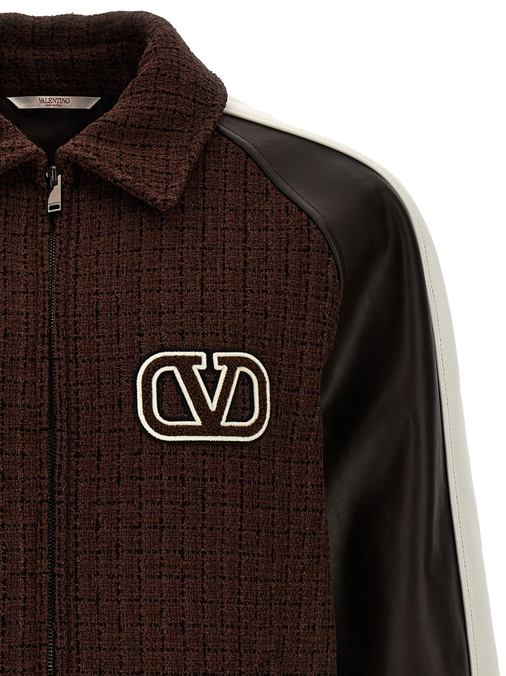 Valentino Bomber Jacket With Logo Embroidery Giacche Marrone
