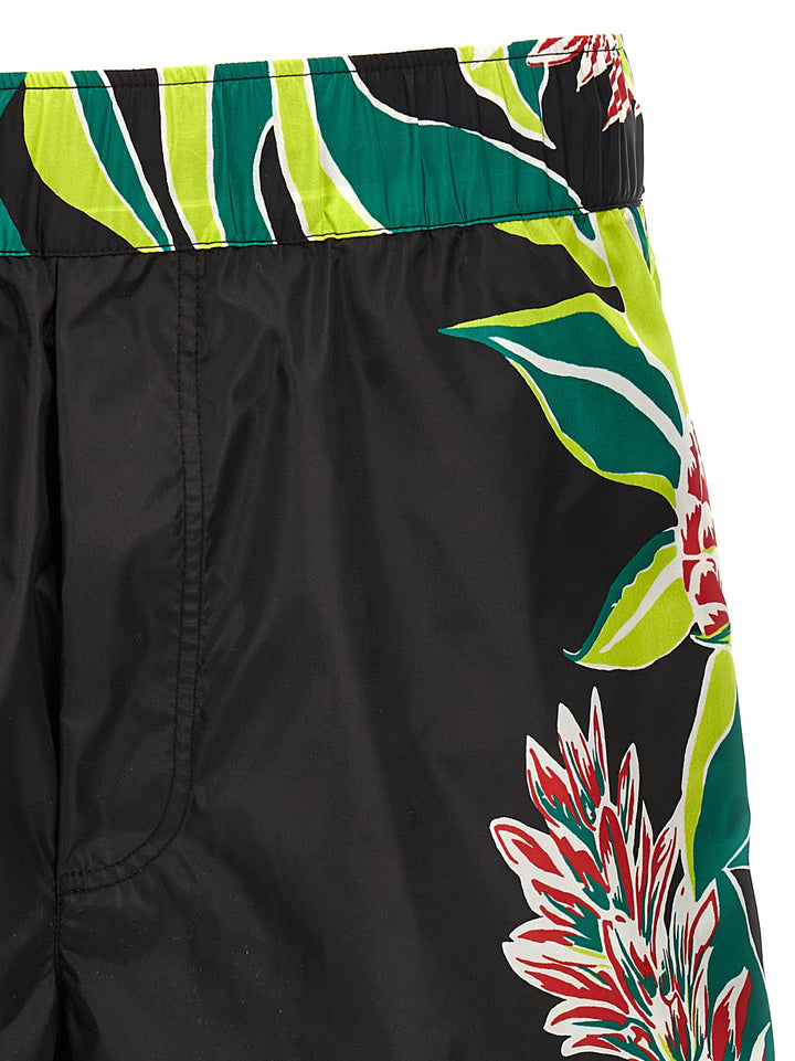Valentino Floral Printed Swimming Trunks Beachwear Multicolor
