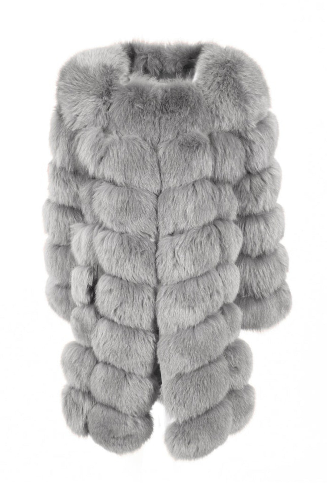 Giacca Extra Grigia Chiaro in Pelliccia di Volpe